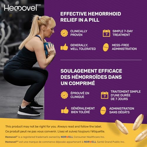Hemovel Oral Treatment Hemorrhoids Clinically Proven Diosmin 600mg 18 Tablets | Free Shipping