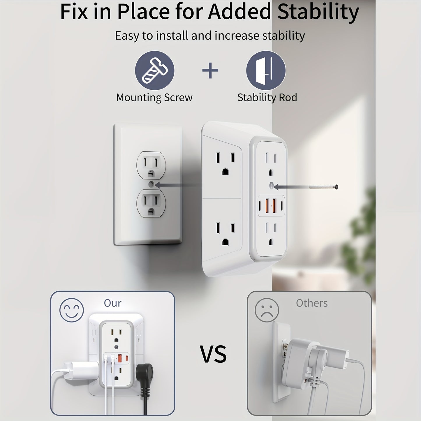 Surge Protector Outlet Extender - 6 Outlet Splitter with 4 USB Ports (2 USB C),