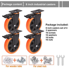 6 Inch Heavy Duty Caster Wheels Set of 4 with Brakes – 3000 lbs Capacity – Free Shipping