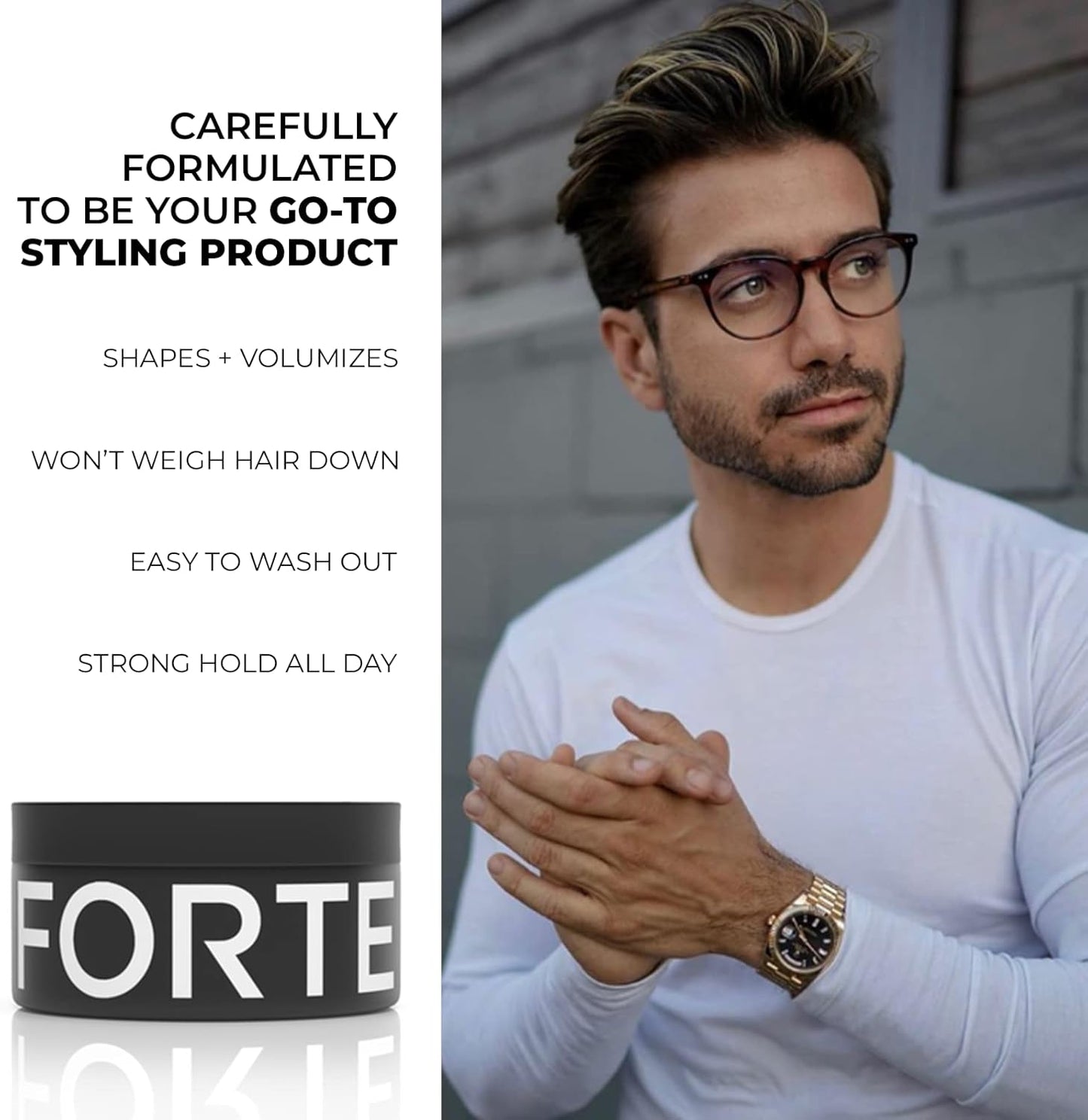 Hair Molding Paste For Men by Forte Series | Low Shine Hair Putty | Lightweight Hair Paste Form