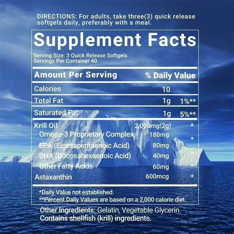 Antarctic Krill Oil Capsules – Brain Joint Heart & Immune Support  | Free Shipping