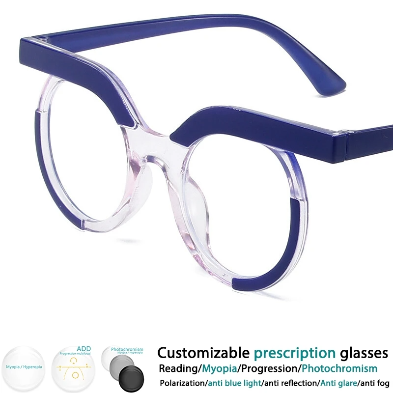 Round Owl Style Blue Light Glasses | Unisex Clear Optical Frames | Prescription Customizable Eyewear   FREE SHIPPING 👓✨