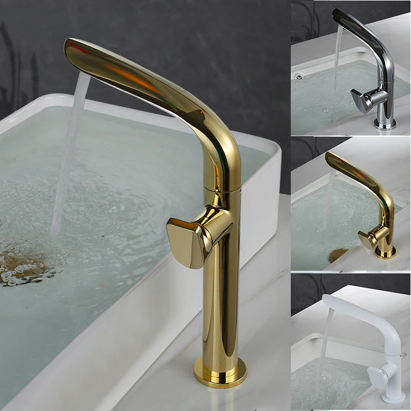 Brushed Gold Basin Faucet Brass Bathroom Faucet Mixer Tap Gold Wash basin Faucet Single Handle Hot & Cold Lavotory Faucet