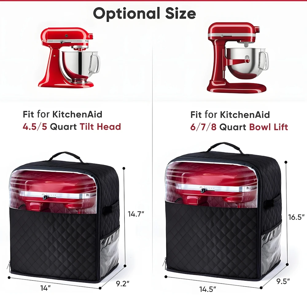 Stand Mixer Cover with Appliance Sliders Base for 6/7/8 Quart KitchenAid Mixers and Pockets for Accessories