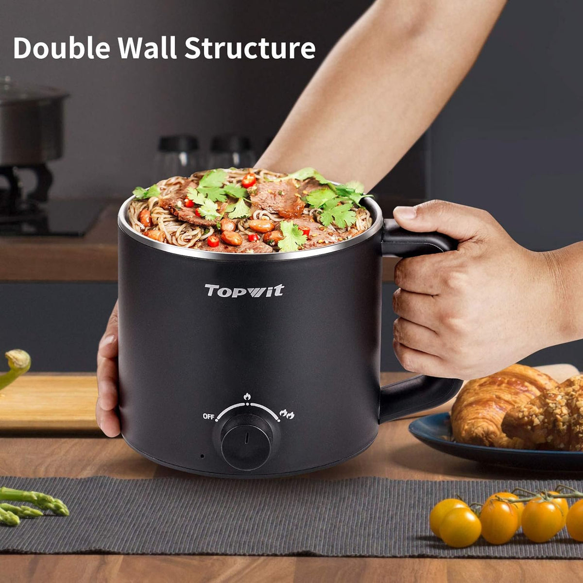 Topwit Electric Hot Pot, Mini Ramen Cooker, 1.6L Noodles Pot, Multifunctional cookerOther Products from dropshipper9 (View All)