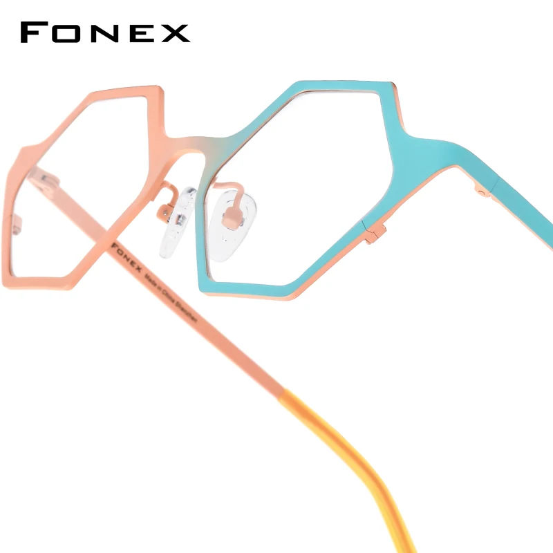 FONEX Women's Pure Titanium Eyeglasses 85849 | Retro Polygon Round Frames | Ultralight Vintage Japanese Eyewear | FREE SHIPPING 👓✨