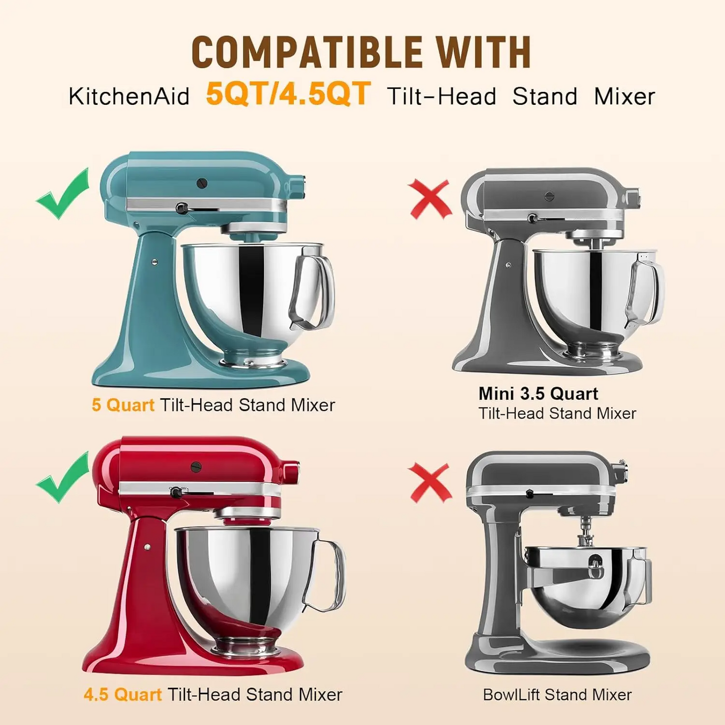 Chocolate Coating Attachments Fit KitchenAid 4.5QT 5QT Mixer, Candy Coating Tools For Chocolate Almond & Strawberry