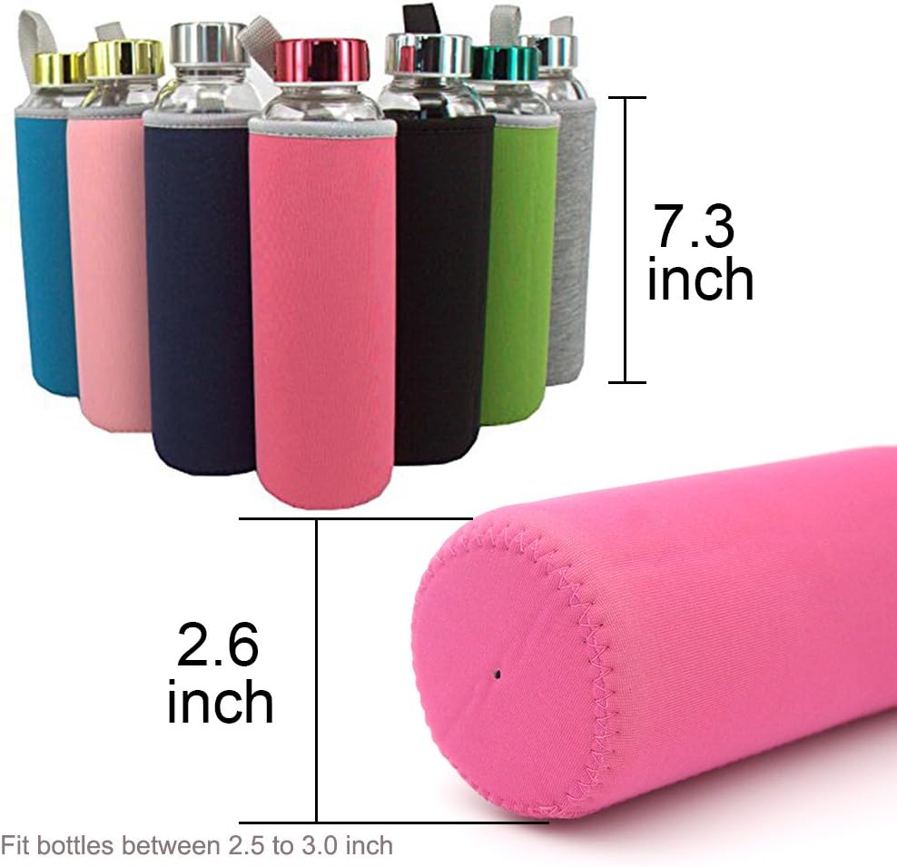 Sunkey 7 Pack Neoprene Water Bottle Sleeves 12-19.4 oz Insulated Collapsible Covers