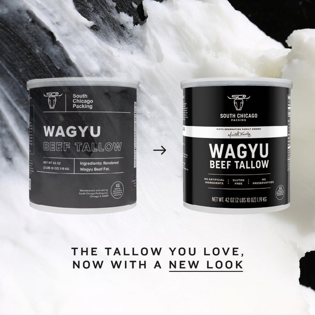 South Chicago Packing Wagyu Beef Tallow 42 oz 100% Pure Cooking Fat Keto Paleo