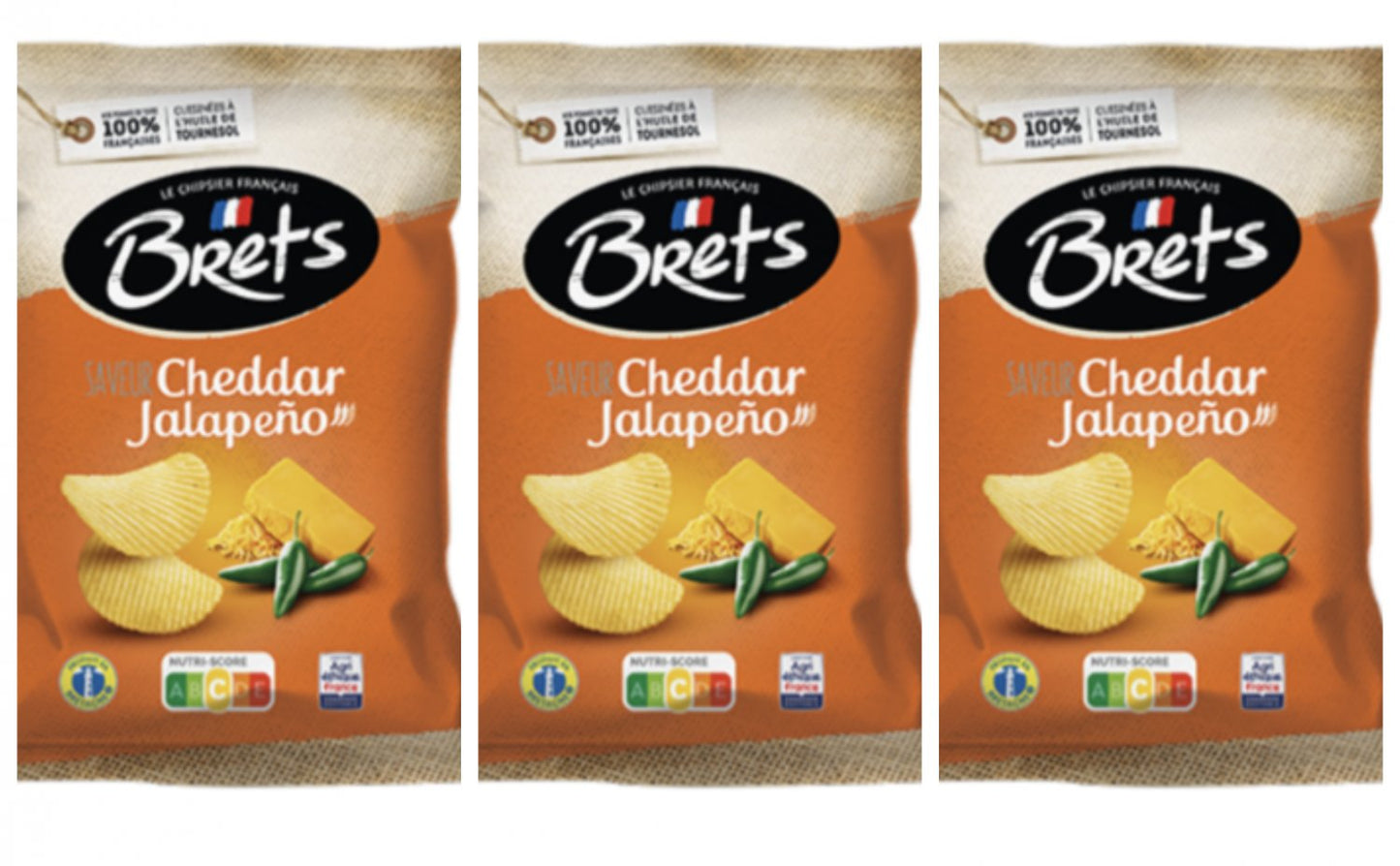 3X Brets Cheddar & Jalapeño Wavy Potato Chips 125g – Made in France – Free Shipping