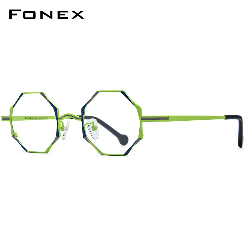 FONEX Women's Pure Titanium Eyeglasses 85849 | Retro Polygon Round Frames | Ultralight Vintage Japanese Eyewear | FREE SHIPPING 👓✨
