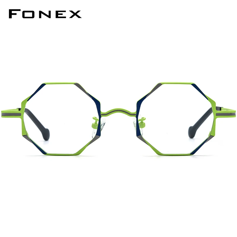 FONEX Women's Pure Titanium Eyeglasses 85849 | Retro Polygon Round Frames | Ultralight Vintage Japanese Eyewear | FREE SHIPPING 👓✨