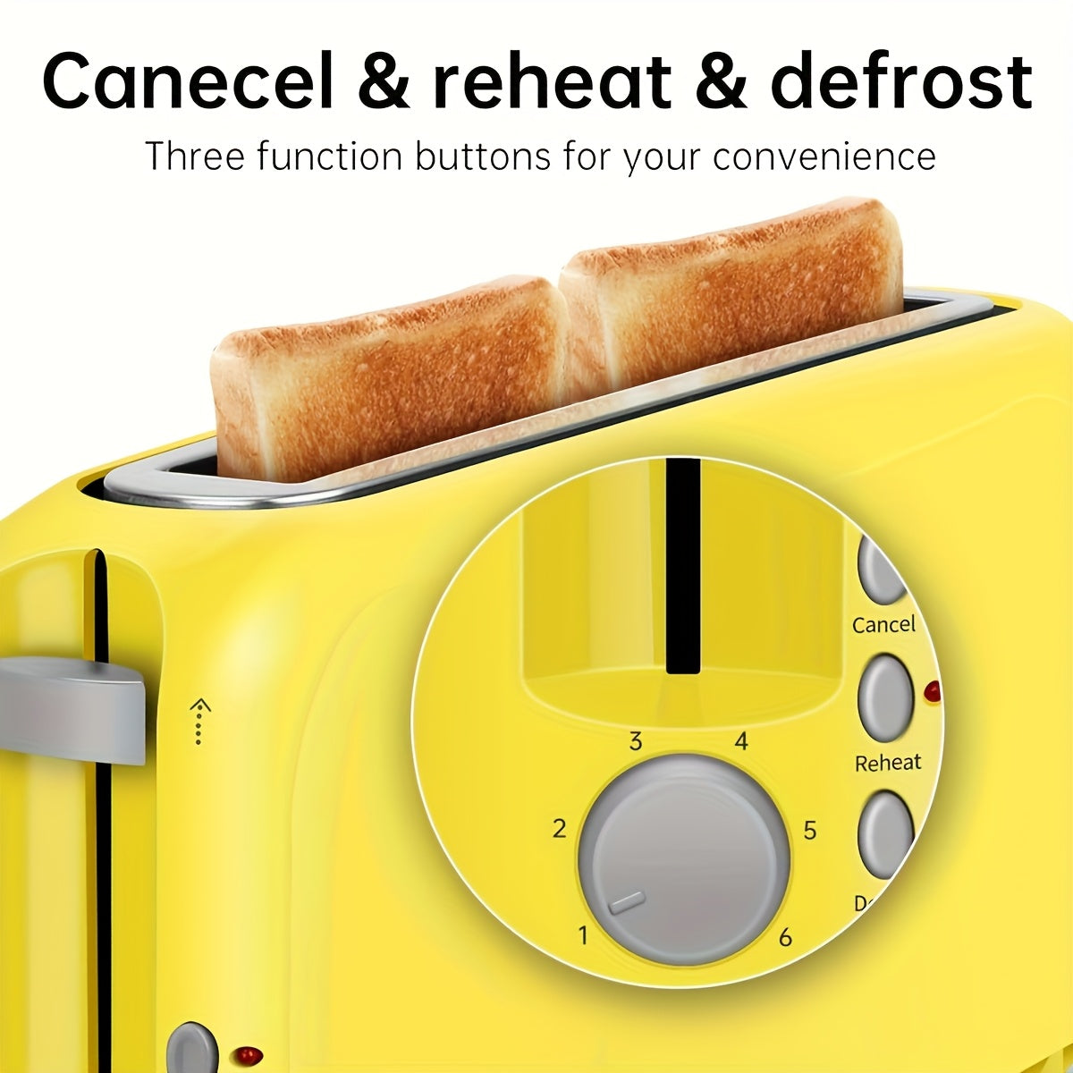 2-Slice Slim Toaster White – Fits-Anywhere Design, 6 Shade Settings, Cancel/Reheat/Defrost, Removable Crumb Tray, 750W – Free Shipping