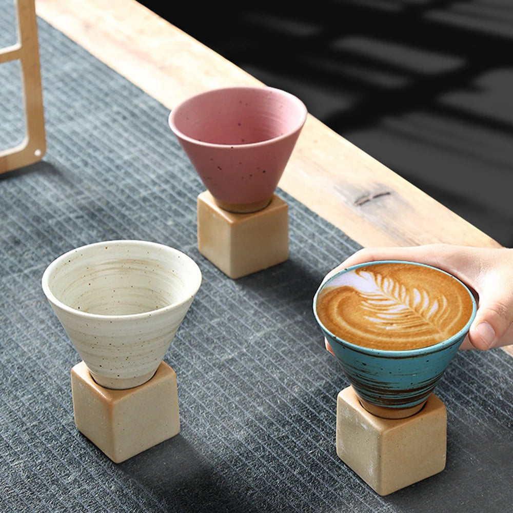 Creative Retro Ceramic Coffee Cup – Japanese Style Handmade Pottery Mug for Coffee, Tea & Latte Art
