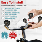 Office Chair Wheels Replacement Set 10mm (3/8" x 7/8") Stem – Smooth Rolling Casters for IKEA Chairs – Free Shipping