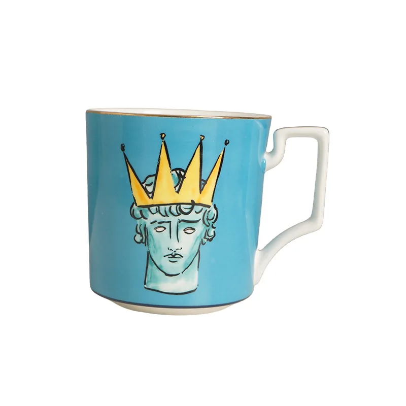 Creative Neptune Red Bone China Coffee Cup Round Storage Tray Home 400ml Tea Cup Birthday Gift Drinking Mug Home Decoration New