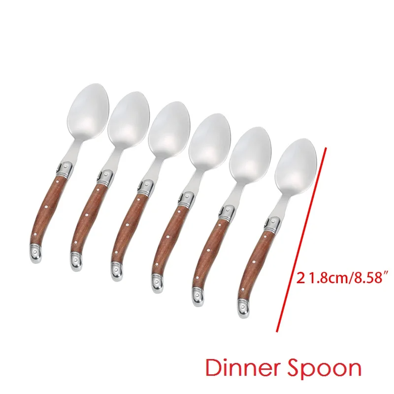4-24PCS Laguiole Luxury Cutlery Set Rose Wood Handle Stainless Steel Dinnerware | Free Shipping