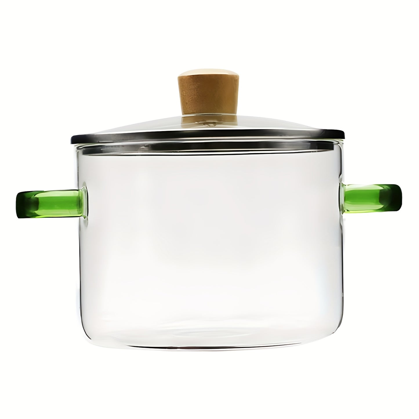 54oz Borosilicate Glass Cooking Pot with Yellow Handle – Heat Resistant Stove & Oven Safe