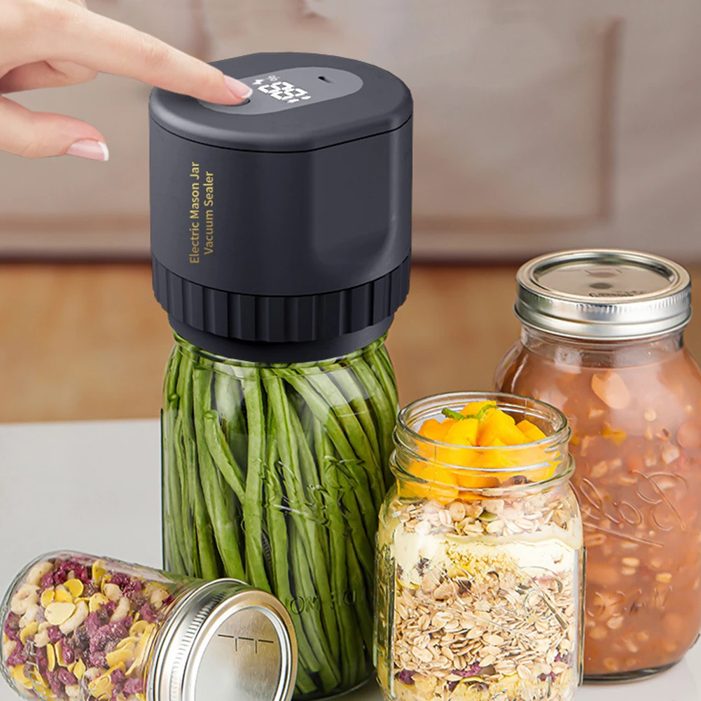Electric Mason Jar Vacuum Sealer Kit – Portable Rechargeable Vacuum Sealer for Wide & Regular Mouth Jars