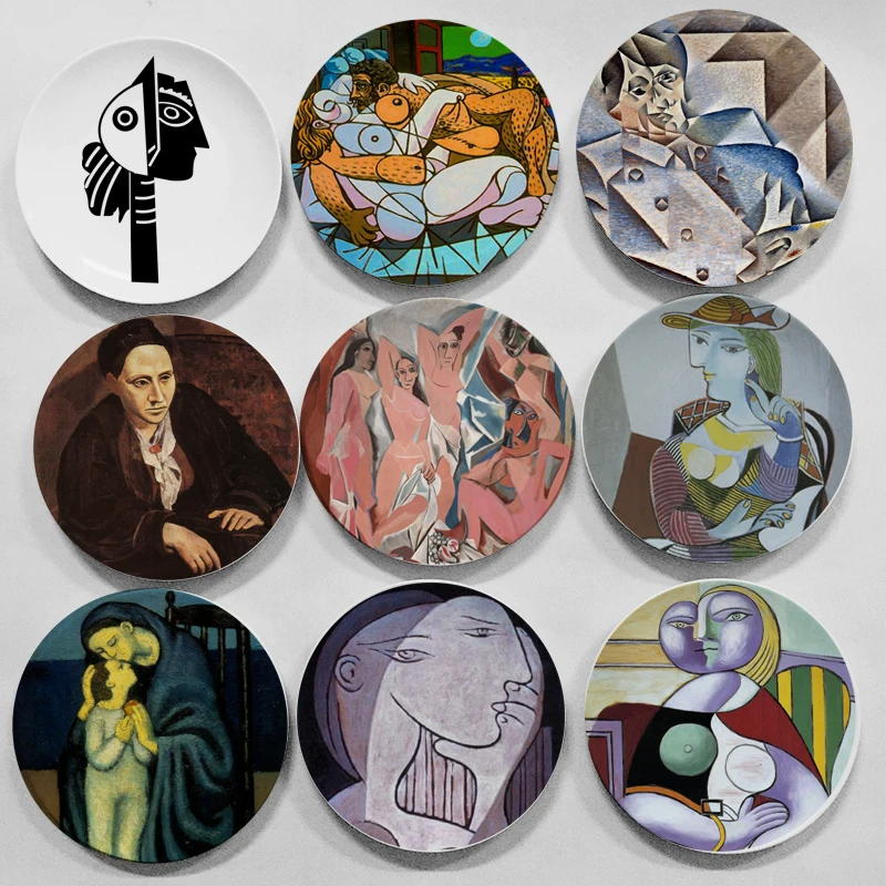 Picasso Inspired Abstract Ceramic Decorative Plate Wall Art Hanging Display Serving Tray