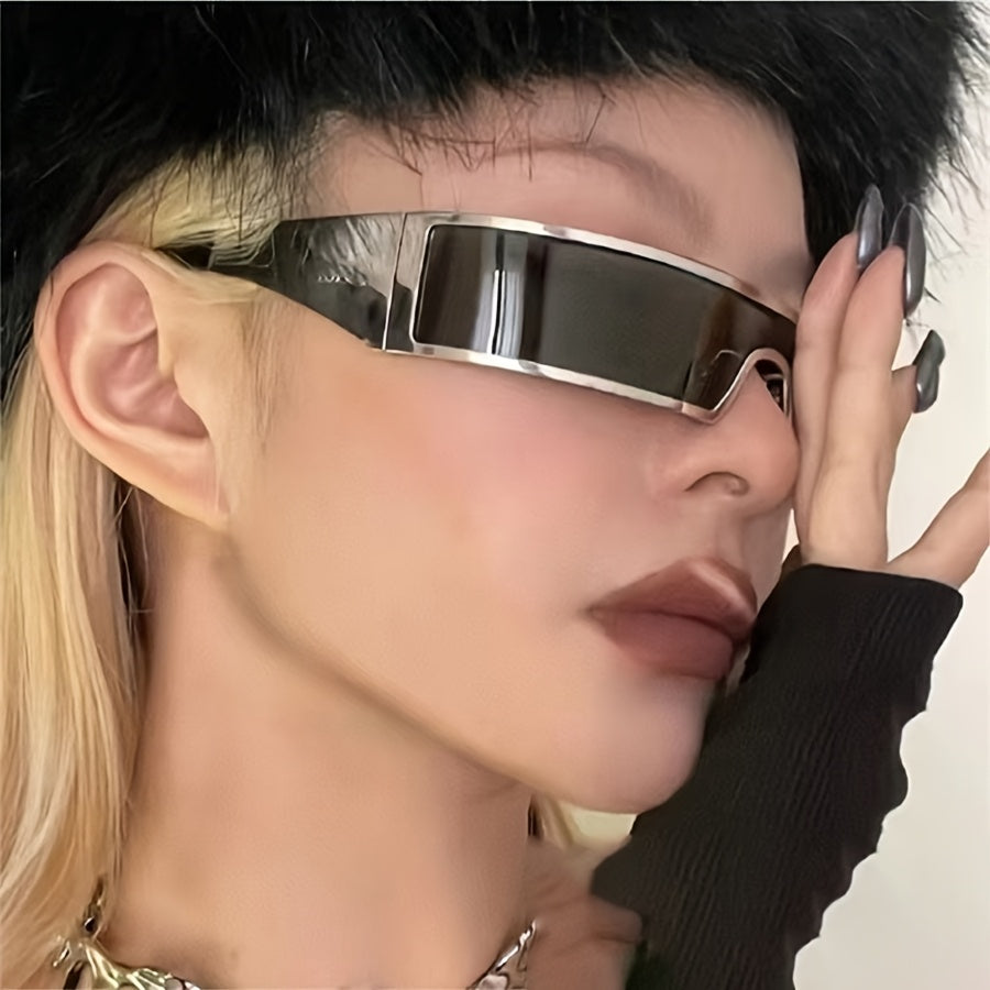 Premium Cyberpunk Style Men's Sunglasses, Fashionable Futuristic Tech-Inspired Narrow Frame Eyewear, Suitable for Parties and Holiday Gifting