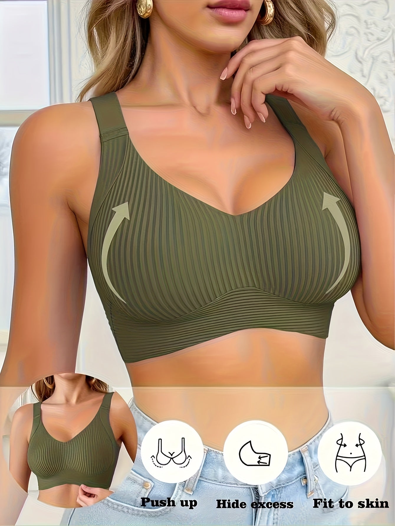 1pc Lifting Seamless Underwear Women'S Sports Leisure Gathering Wireless Bra Collect Auxiliary Breast Shockproof