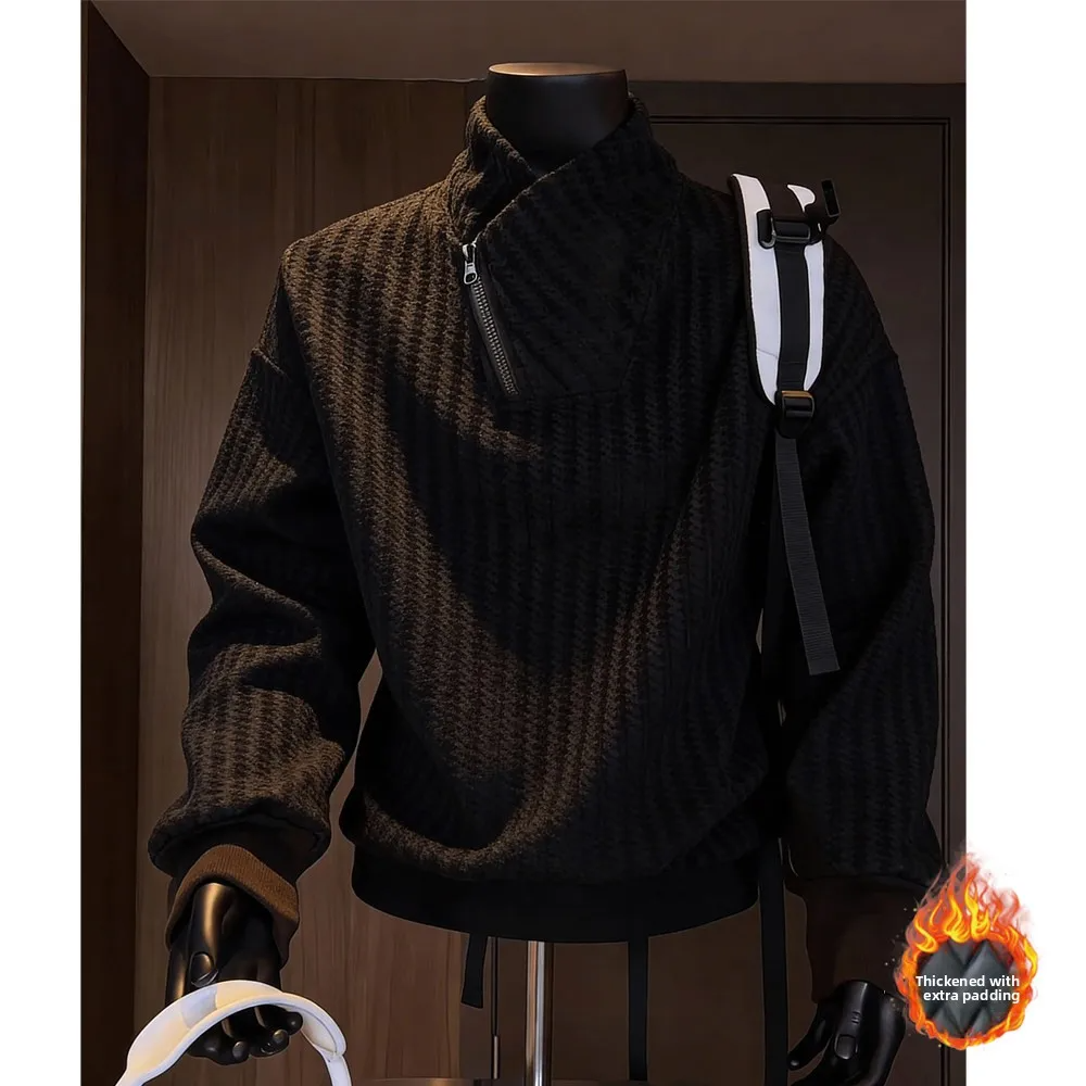 Men's Thickened Zipper Collar Hoodie — Heavyweight Autumn Winter Top