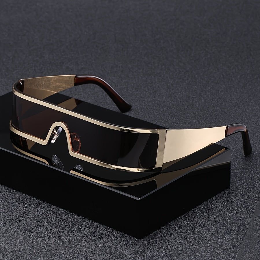 Premium Cyberpunk Style Men's Sunglasses, Fashionable Futuristic Tech-Inspired Narrow Frame Eyewear, Suitable for Parties and Holiday Gifting
