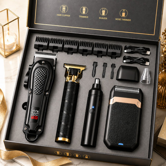 Rechargeable Electric Grooming Kit with LCD Display — Portable Men's Trimmer Set