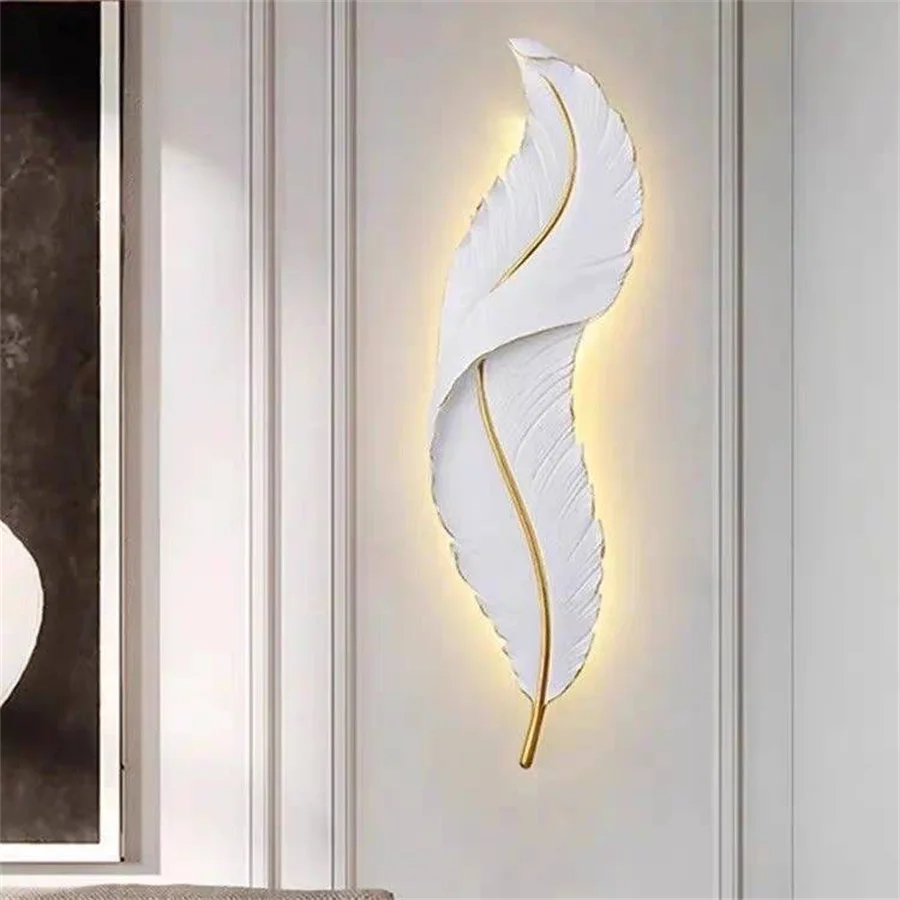 Nordic Feather LED Wall Lamp Modern Wall Sconce for Bedroom Living Room Hallway Free Shipping