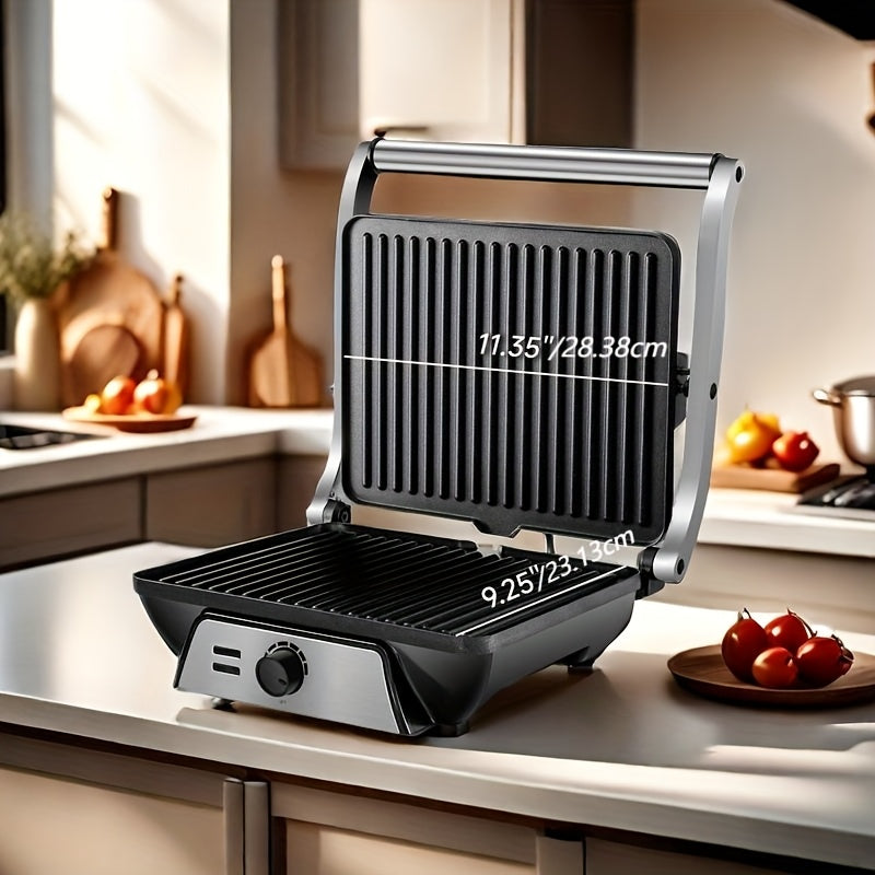 3-in-1 Electric Indoor Grill & Panini Press – 180° Non-Stick Sandwich Maker with Grease Tray