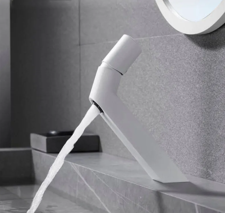 Bathroom  Mixing Faucet Creative Design Brushed Gold Cold And Hot Basin Faucets One Hole Sink Metal Tap Accessories Bath