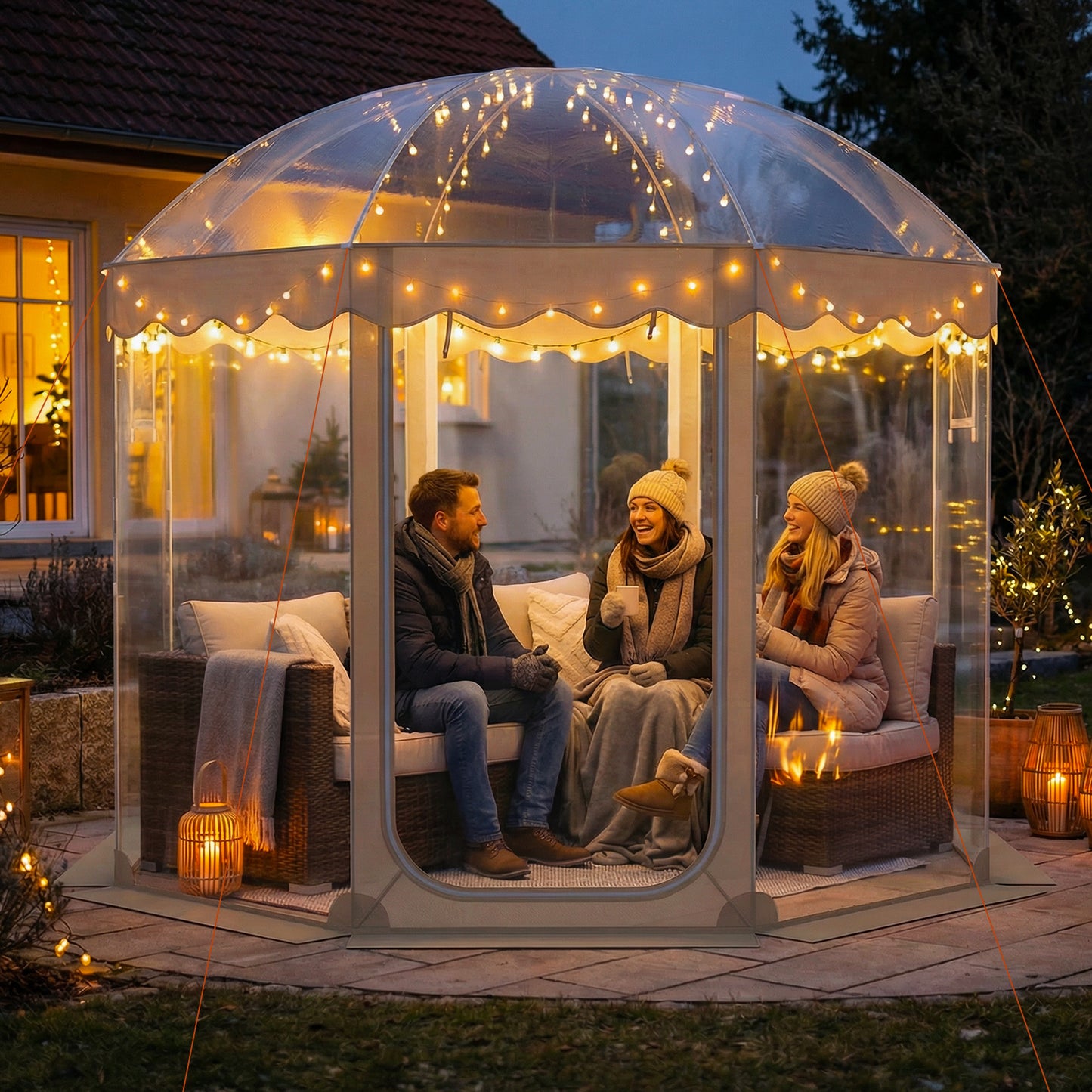 Bubble Tent with Carrying Bag 10 x 10 FT for 8-10 People | Clear PVC Igloo Sports & Camping Shelter | Free Shipping