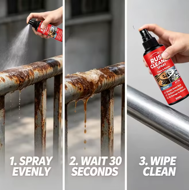 Rust Remover Spray for Metal Surfaces, Household Appliances, Auto Wheels & Tire Rust Cleaner