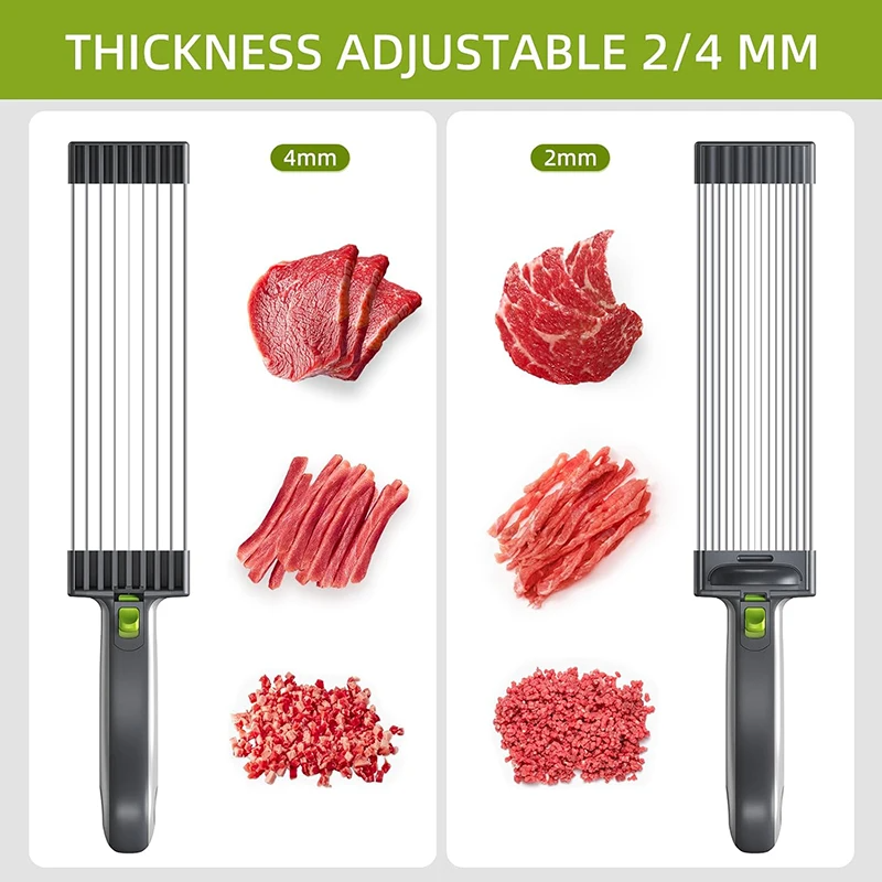 Meat Slicer Thickness Adjustable 2 or 4 mm Stainless Steel Manual Meat Cutter Cleaver Kitchen Knife Jerky Slicer Suit