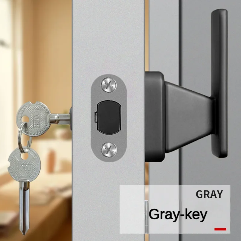 Invisible Single-Side Door Handle Lock with Key — Hidden Wooden Door Hardware