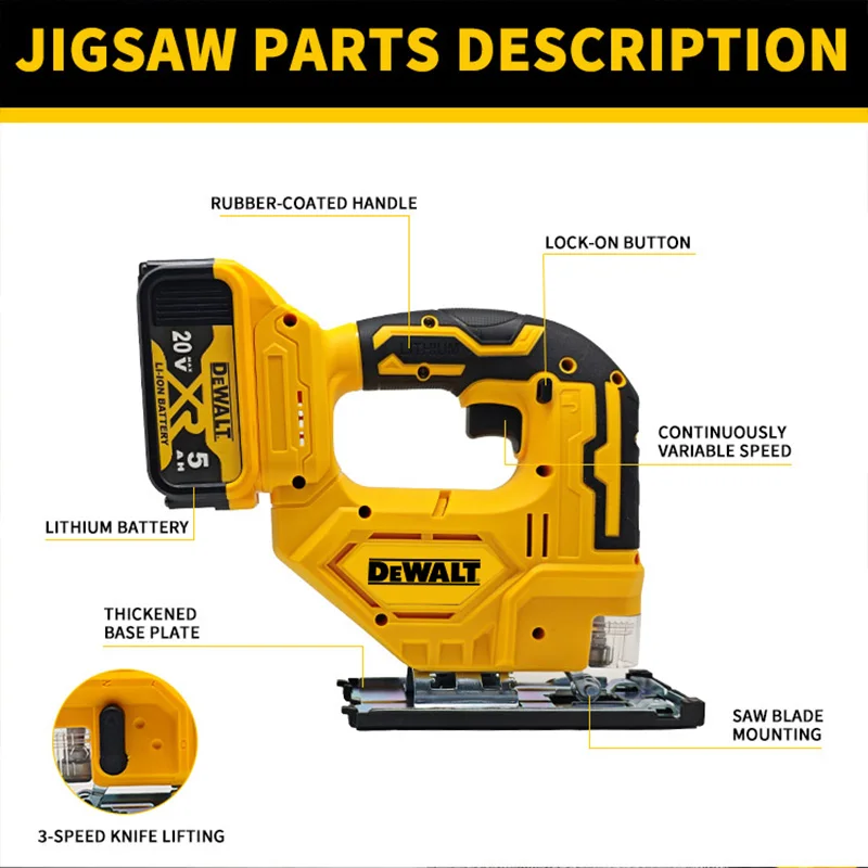 DEWALT 20V Cordless Brushless Jig Saw 3000RPM Portable Adjustable Woodworking Power Tool