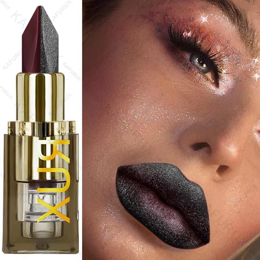 11 Color Two-tone  Lipstick Purple Black Glitter Matte 2 pc Lipsticks Makeup Easy To Use Lip Tint Makeup Gifts Red Black Cosmetics