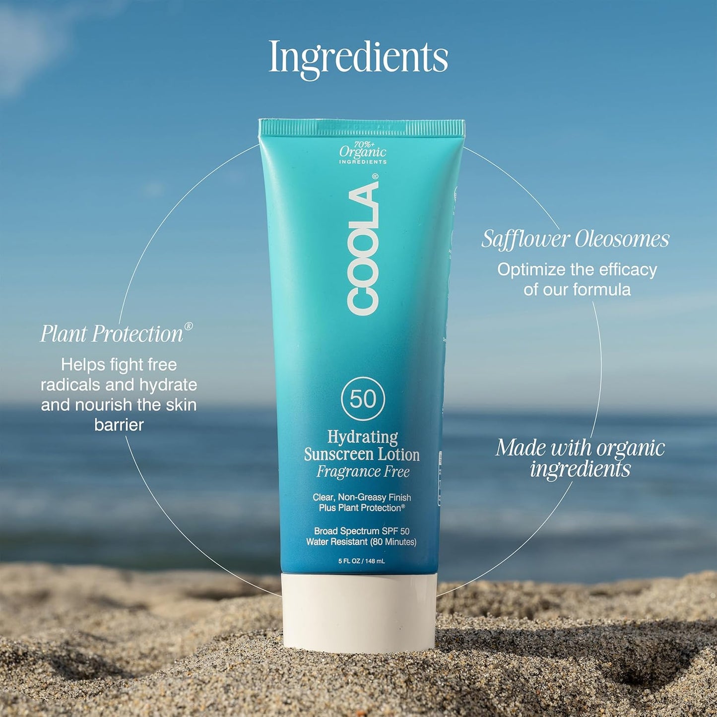 COOLA Organic Sunscreen SPF 50 Sunblock Body Lotion, Dermatologist Tested Skin Care for Daily