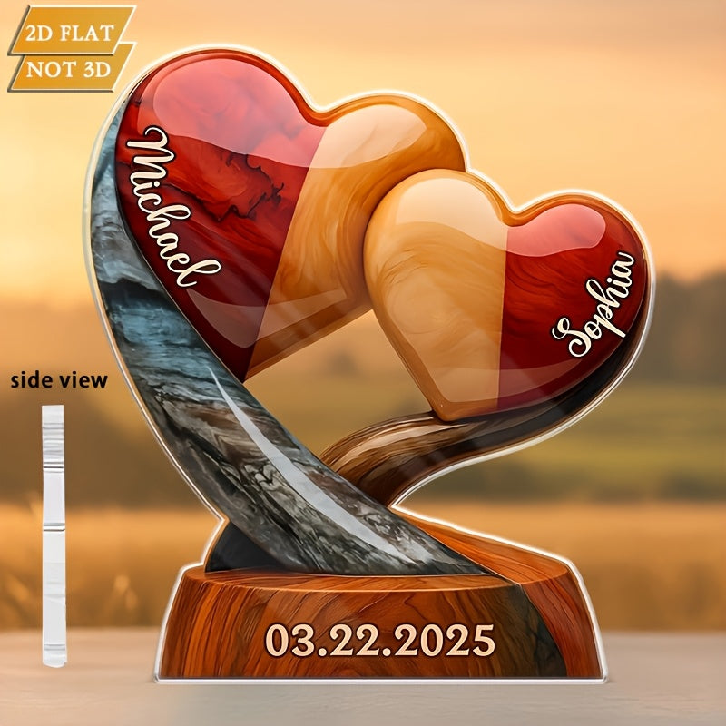 Personalized Custom Couple's Name Acrylic Plaque, 2D Flat, Anniversary Gift for Husband and Wife, Valentine's Day Gift, Suitable for Home, Holiday Decor, Valentine's Day Home Decor
