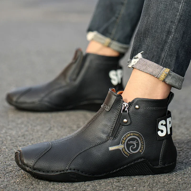Men's British Retro Short Boots — Flat Bottom Business Casual Outdoor Shoes