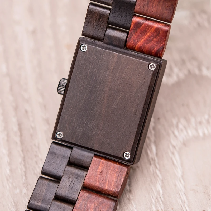Women’s Luxury Ebony Wood Quartz Watch – Elegant Ladies Fashion Wristwatch Gift Box