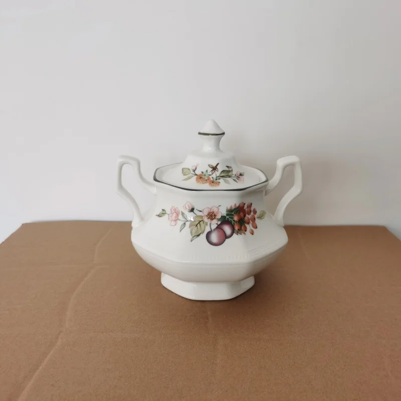 Underglaze Hand-Painted Green Octagonal Plate – Country Fruit Peach & Berry Dinnerware