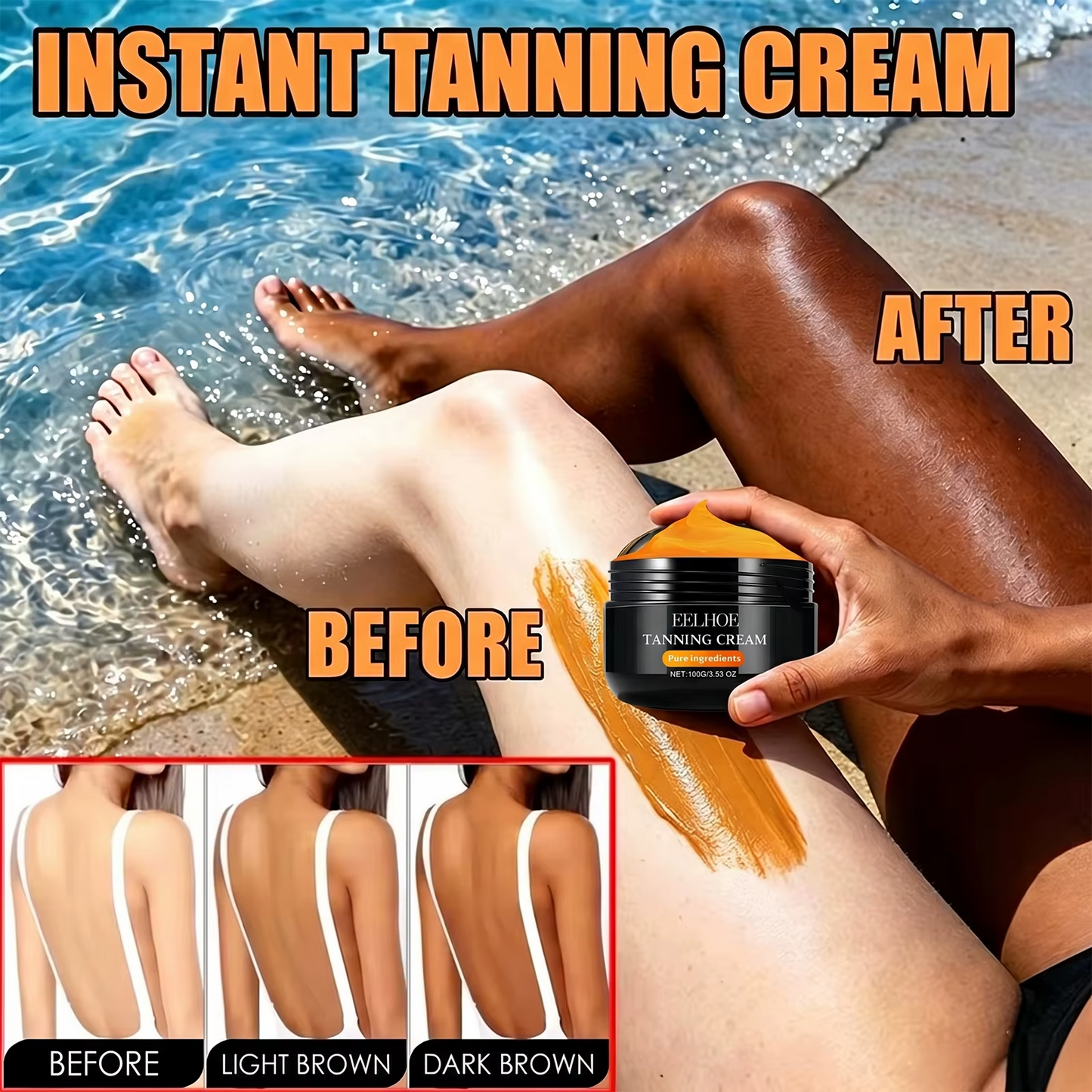 Summer Skin Sunless Self Tanning Cream for Face & Body | Natural Glow Bronzing Lotion (Free Shipping)