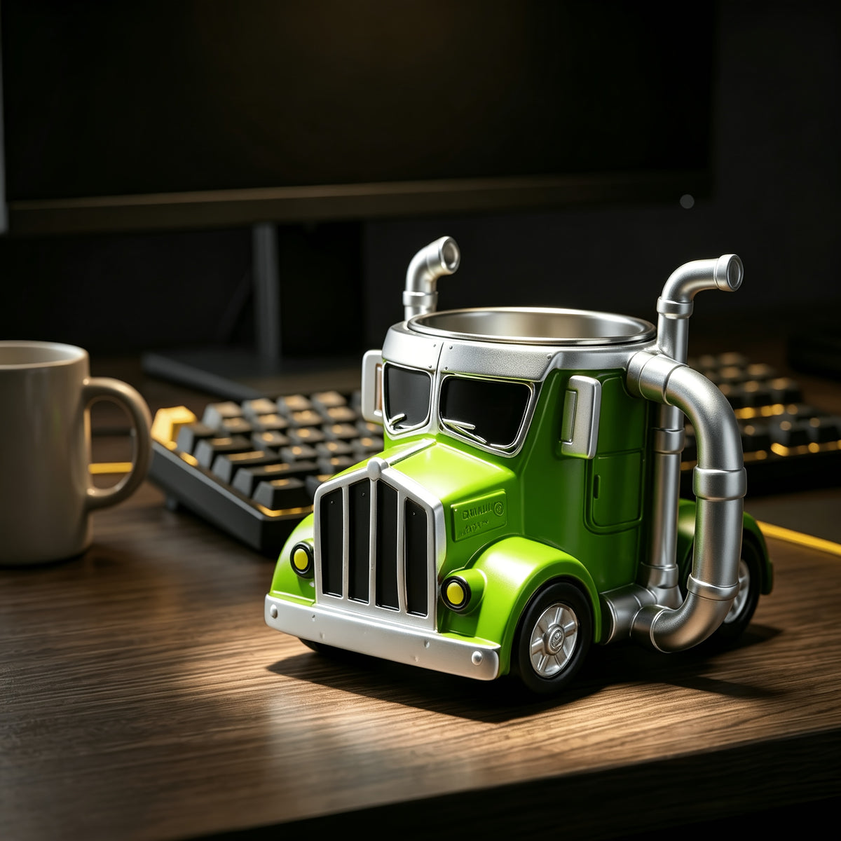 Semi-Truck Shaped Coffee Mug & Desk Ornament — Cool Gift for Truck Drivers