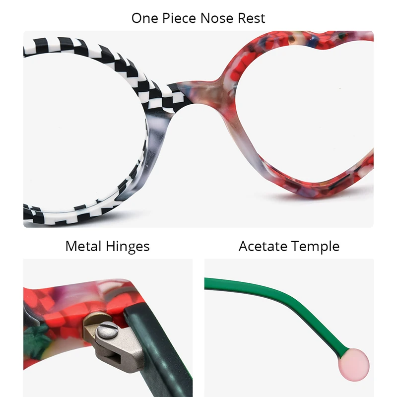 HEPIDEM   Multicolor Acetate Eyeglass Frames | Round Heart Design | Unisex Optical Spectacles | FREE SHIPPING 👓✨