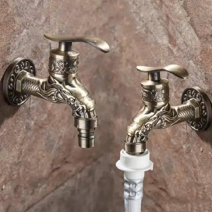 Antique Bronze Wall Mount Washing Machine Faucet Single Cold Water Mop Pool Tap Valve