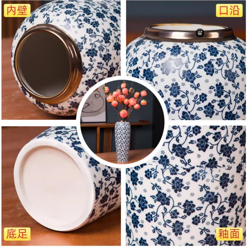 35CM Jingdezhen Blue & White Porcelain Vase – Elegant Ceramic Hydroponic Flower Vase