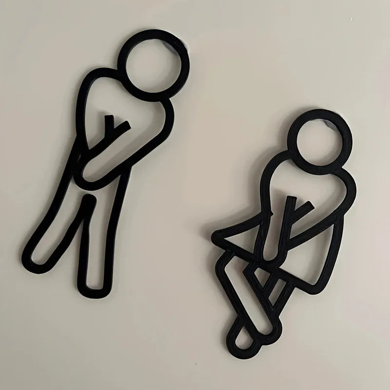 Creative 2D Flat Restroom Door Signs for Men & Women – Toilet Signage Wall Stickers for Restaurant, Hotel & Cafe – Free Shipping