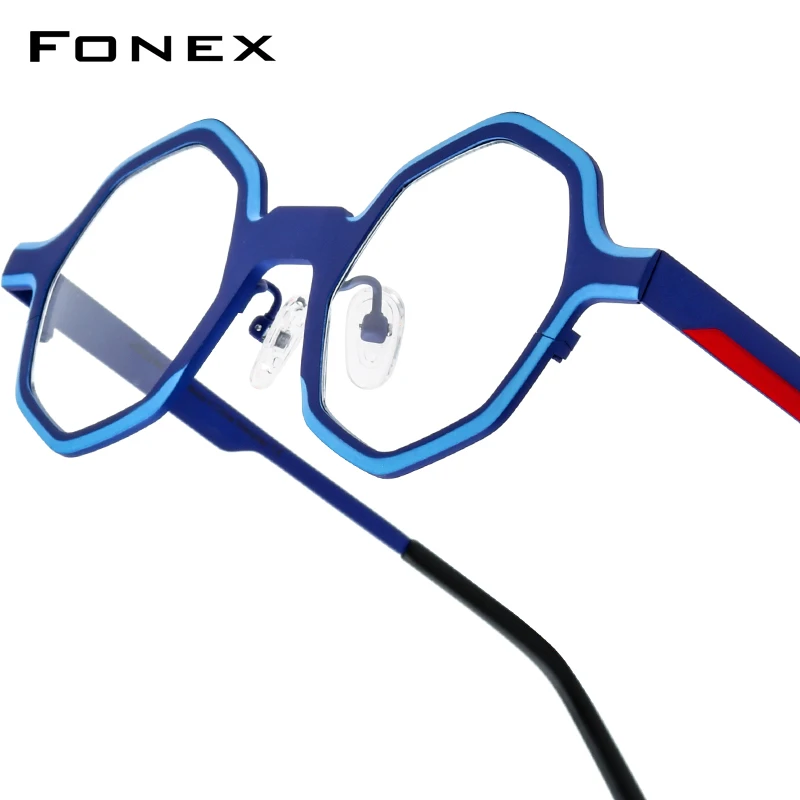 FONEX Women's Pure Titanium Eyeglasses 85849 | Retro Polygon Round Frames | Ultralight Vintage Japanese Eyewear | FREE SHIPPING 👓✨